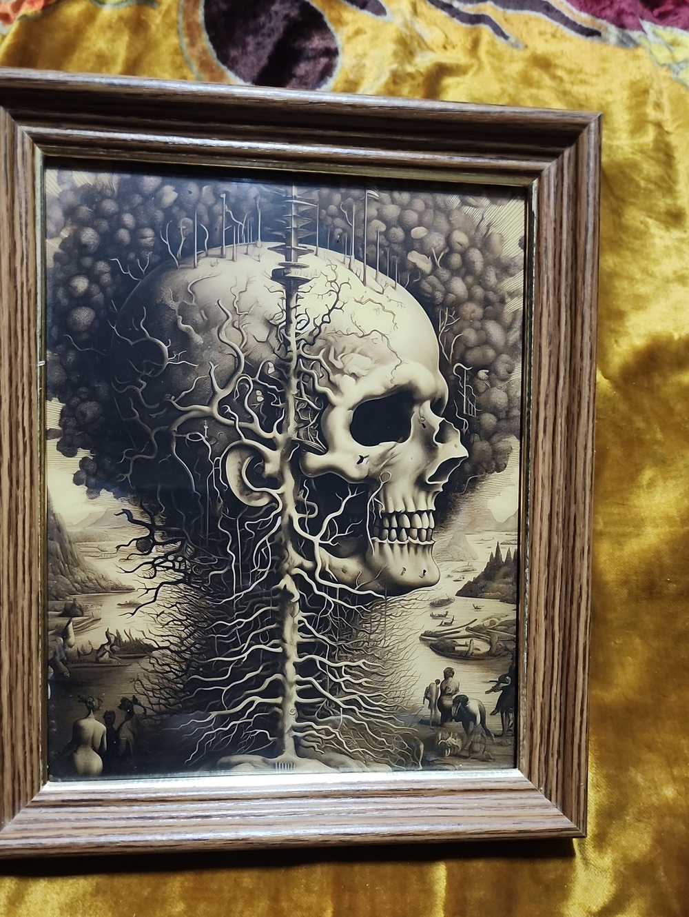 Sepia Skull Surrealist Framed Art Print
